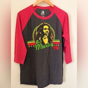 Bob Marley 1979 Zion Rootswear T Shirt 3/4 Raglan Men’s Size Medium